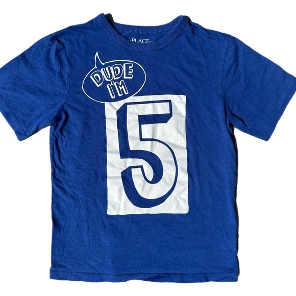 Children’s Place Boys 5th Birthday  Tee Shirt Size 7/8 - Picture 1 of 4